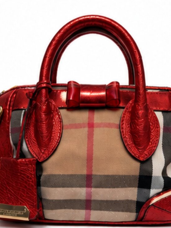 Burberry Handbags - BURBERRY PRORSUM Metallic Red House Check Bowler Satchel - RARE LIMITED EDITION